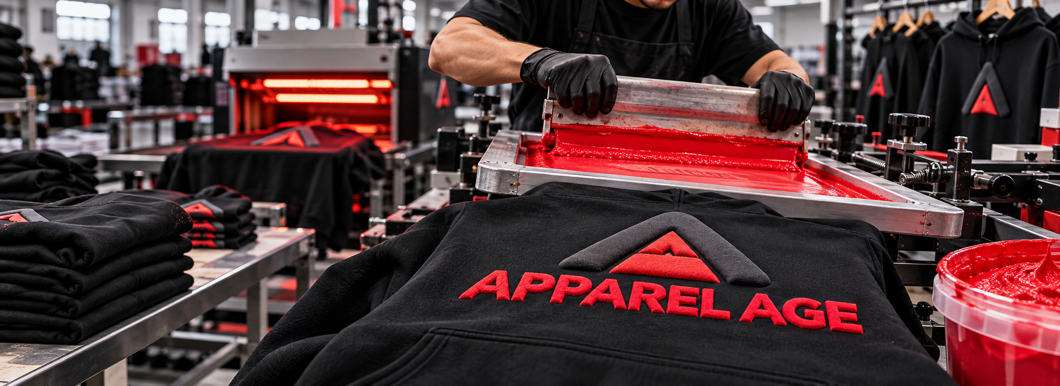 Puff screen printing manufacturer for USA streetwear brands, puff print hoodies, puff print t-shirts, raised 3D prints, and private label apparel buyers