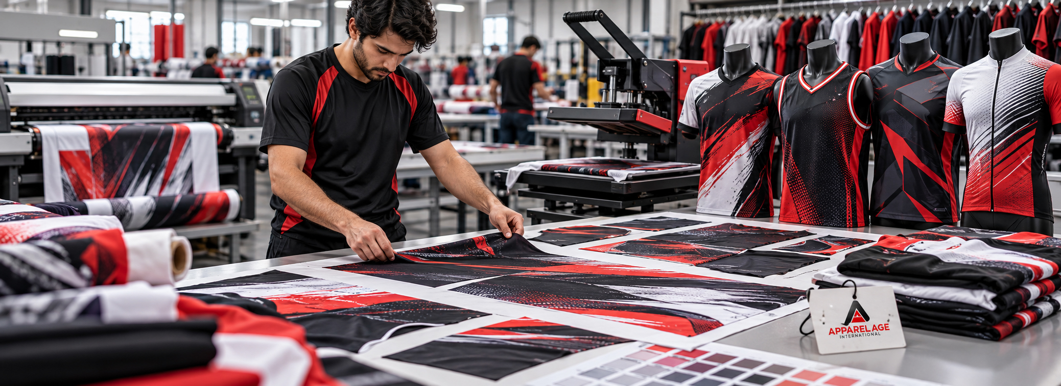 Sublimation printing apparel manufacturer for USA teams, custom sublimation jerseys, all-over print uniforms, esports jerseys, sportswear, and private label apparel buyers